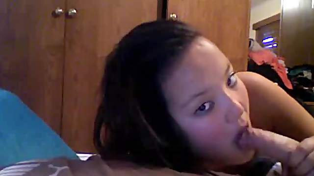 Korean Cocksucker Takes Ride On His Boner