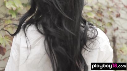 Hispanic Took Off Her Tiny Panties Outdoor