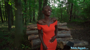 Public Agent Dark Hued Model Zaawaadi Taken Into The Woods For Rock Hard Outdoor Plowing