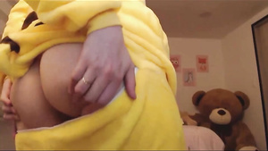 Chick In Funny Outfit Masturbating On Webcam With Anal Toy