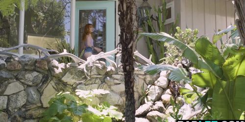 Peeping Teen Babysitter Gets Railed In Threesome With Busty MILFs