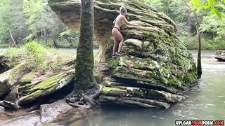 Blonde Chick Fucked And Creampied By The River