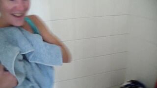 POV Blowjob And Screwing In The Public Shower