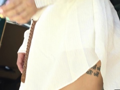 Petite Brunette MILF Strips Nude In Car