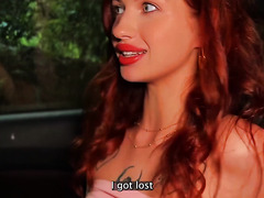 Guy Got Stuck In The Forest, But A Charming Slim Redhead Babe Pleased Him With Premium BJ In His Car