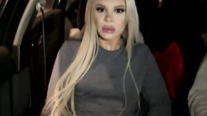 Blonde Babe Toys In Car