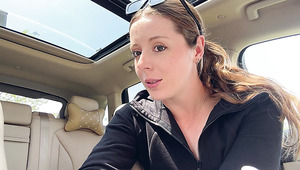 Cute Slut Almost Got Caught Fucking Her Pussy With A Big Dildo In Her Car Outside!