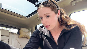 Cute Slut Almost Got Caught Fucking Her Pussy With A Big Dildo In Her Car Outside!