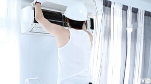 2 Sexy Chinese Teens Take Advantage Of The Electrician