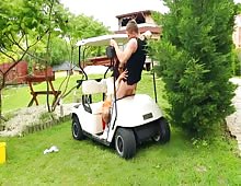 Sexy Clothed Brunette Fucked At Golf Club