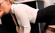 PERV Blonde Secretary Fucked By Coworkers In The Office AI