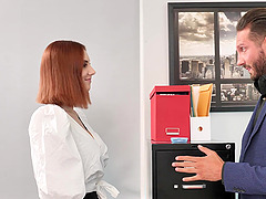 Amazing Fucking In The Office With Stunning Redhead Lilian Stone