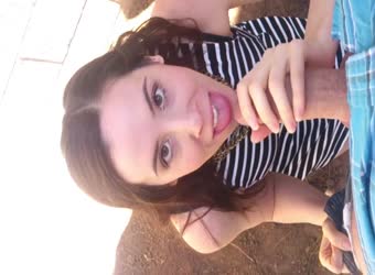 Naughty Brunette Gives An Outdoor Blowjob
