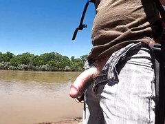 Outdoor Walk With Hard Cock From Vibrator In The Ass