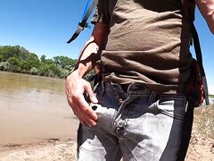 Outdoor Walk With Hard Cock From Vibrator In The Ass