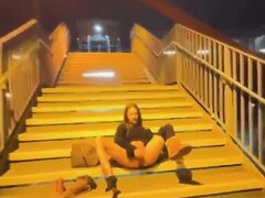 Slut Public Squirt On Train Station Stairs