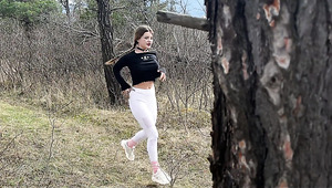 She Caught Him Jerking Off In The Forest But Really Wanted To Fuck Too