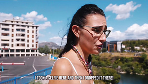 A Cute Teen With Glasses Is Having Sex With A Guy Outdoors