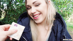 Slutty Russian Girl Takes Cash For Blowjob In Public Place